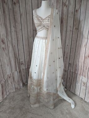 elegant ivory or off-white lehenga choli